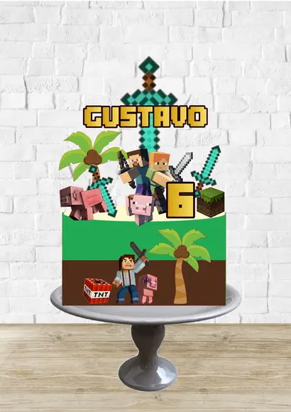Arquivo de Corte Topo de Bolo Mine Craft Coqueiros