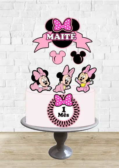 Arquivo de Corte Topo de Bolo Minnie Rosa Bebê