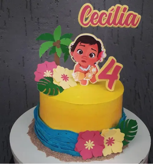 Arquivo de Corte Topo de Bolo Moana Baby Flores