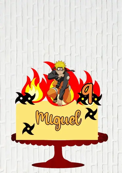 Arquivo de Corte Topo de Bolo Naruto Tochas de Fogo