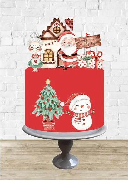 Arquivo de Corte Topo de Bolo Natal Aquarelado