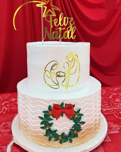 Arquivo de Corte Topo de Bolo Natal Guirlanda e Presepio