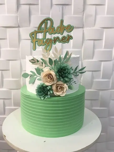 Arquivo de Corte Topo de Bolo Padre com Flores