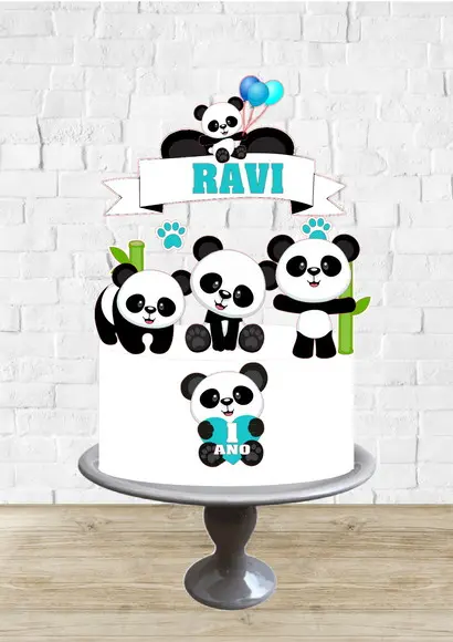 Arquivo de Corte Topo de Bolo Pandas Menino