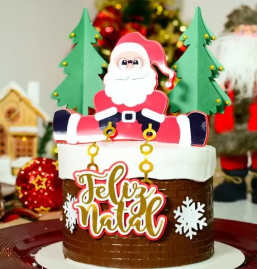 Arquivo de Corte Topo de Bolo Papai Noel Sentado