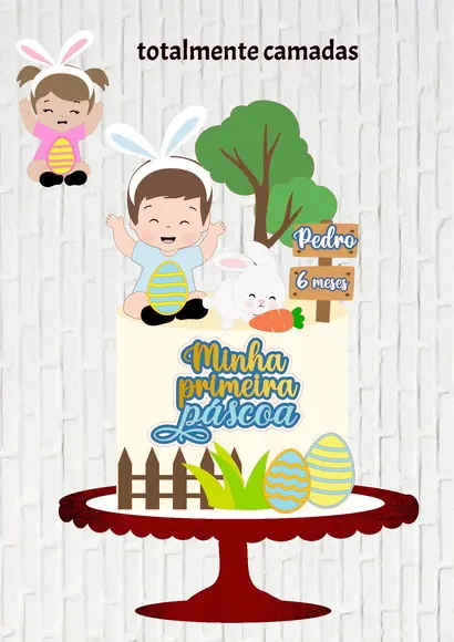 Arquivo de Corte Topo de Bolo Páscoa Bebê