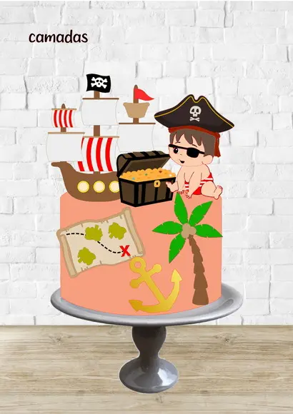 Arquivo de Corte Topo de Bolo Pirata Bebe