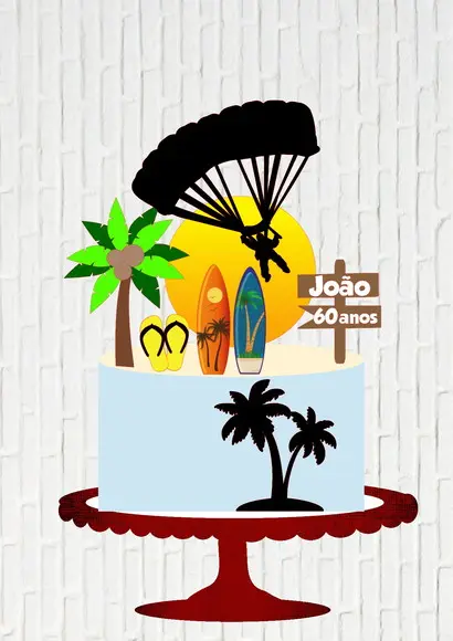 Arquivo de Corte Topo de Bolo Praia Paraquedista