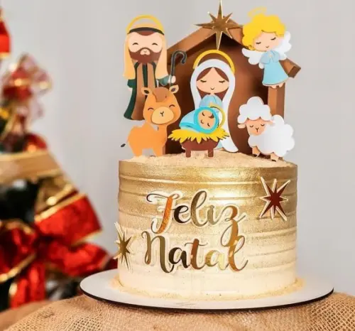 Arquivo de Corte Topo de Bolo Presépio Natal