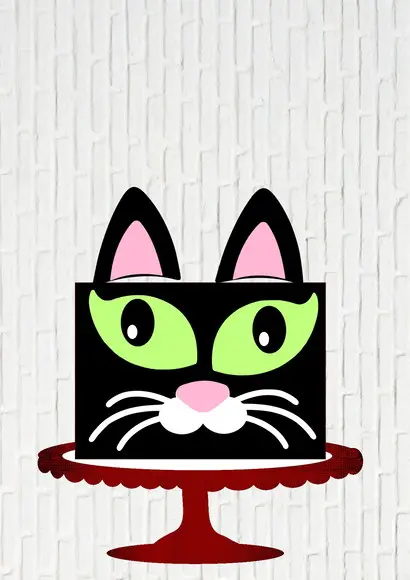 Arquivo de Corte Topo de Bolo Rosto de Gato Preto