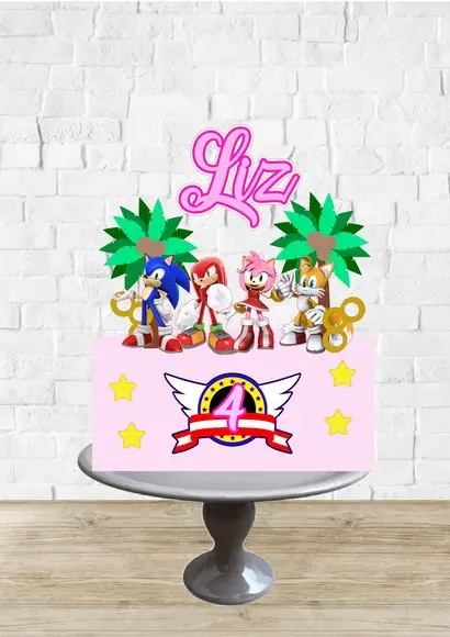 Arquivo de Corte Topo de Bolo Sonic Menina