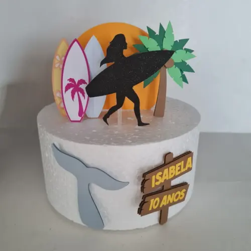 Arquivo de Corte Topo de Bolo Surfista Praia