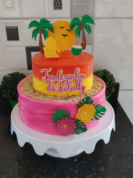 Arquivo de Corte Topo de Bolo Tardezinha Flores Tropicais