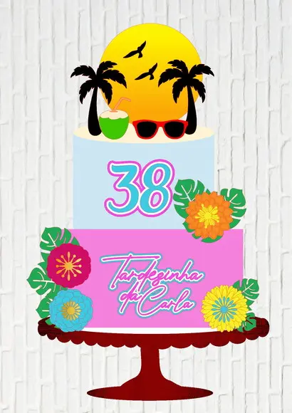 Arquivo de Corte Topo de Bolo Tardezinha Flores Tropicais