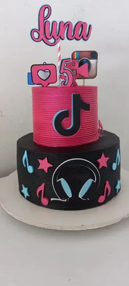 Arquivo de Corte Topo de Bolo Tik Tok Fone e Camera