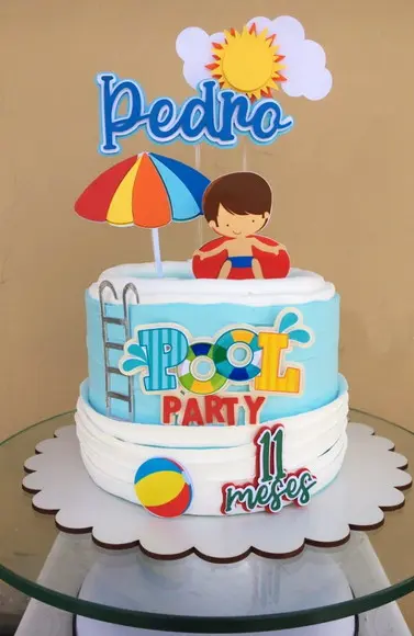 Arquivo de Corte Topo de Bolo Topo Pool Party Menino