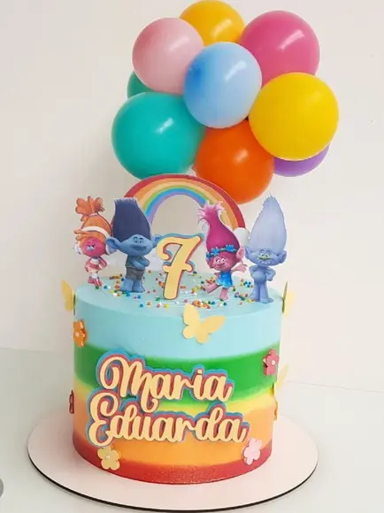 Arquivo de Corte Topo de Bolo Trolls Arco Iris