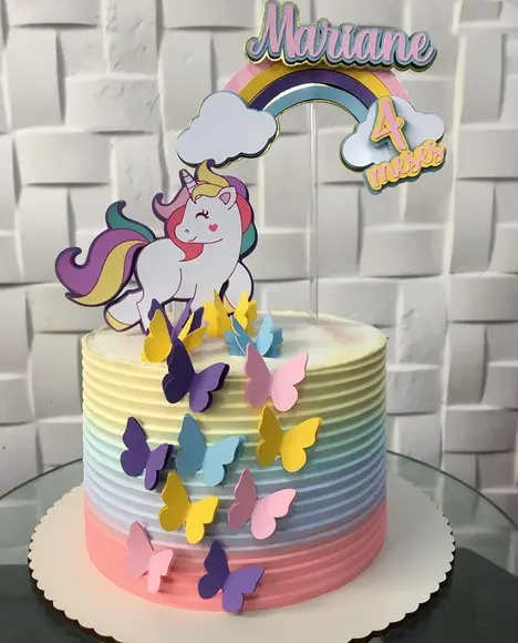 Arquivo de Corte Topo de Bolo Unicórnio Arco Iris 4