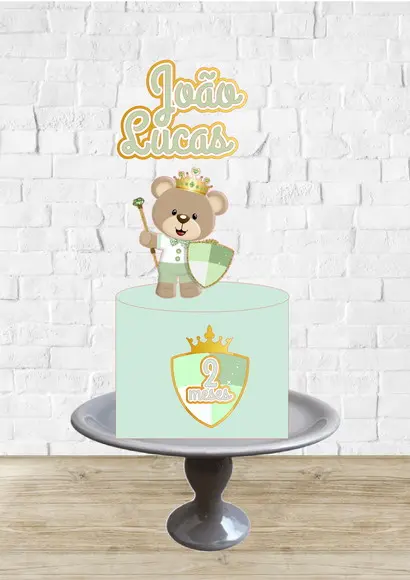 Arquivo de Corte Topo de Bolo Urso Príncipe Verde