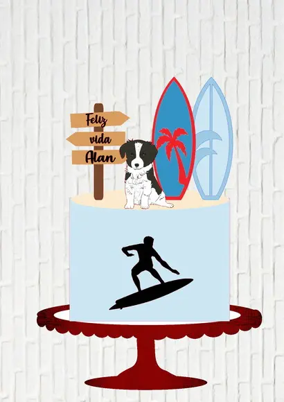 Arquivo de Corte Topo de Bolo Verão Surfista