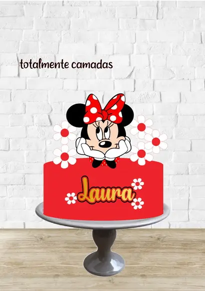 Arquivo de Corte Topo Rosto Minnie Vermelha Flores