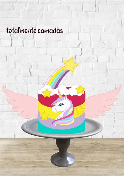 Arquivo de Corte Topo Unicornio Asas Arco Iris Estrela