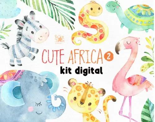 Kit Digital África Aquarelado