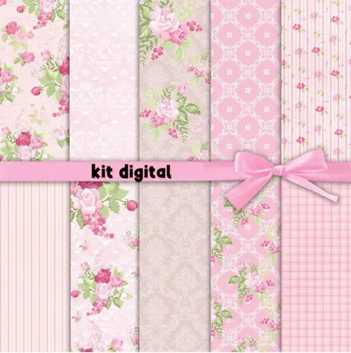 Kit Digital Floral Rosa