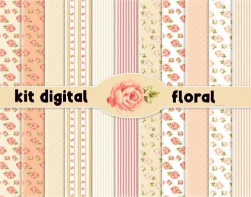 Kit Digital Floral Salmon