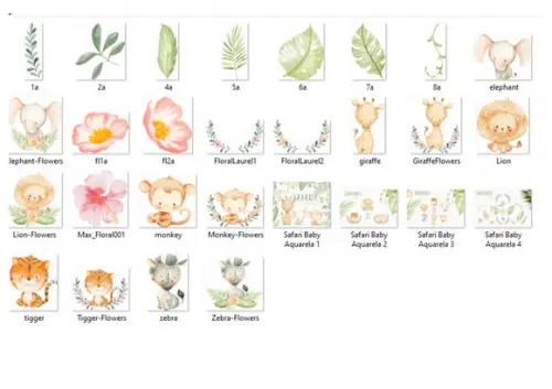 Kit Digital Safari Baby Aquarela