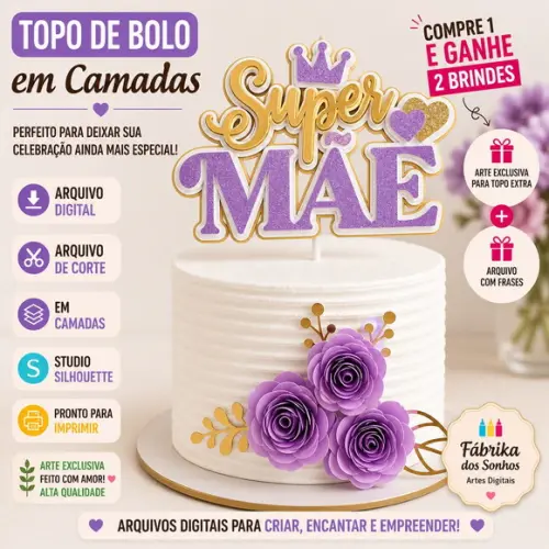 Topo de Bolo Super Mãe - Silhouette