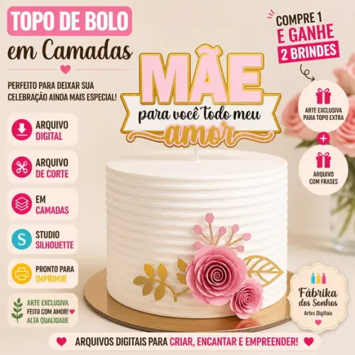 Topo Mãe para Você Topo Meu Amor - Dia das Mães