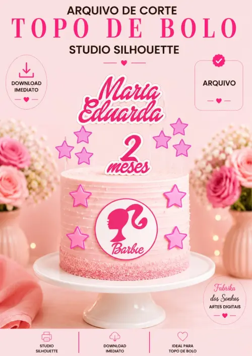 Arquivo de Corte Topo de Bolo Barbie Circulo Silhoueta