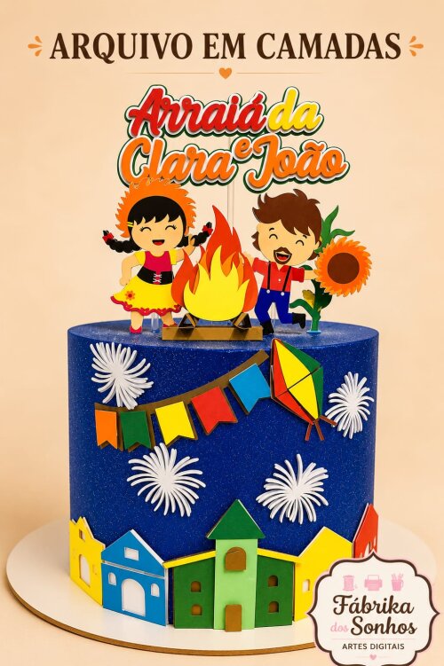 Arquivo de corte topo de bolo festa junina casal