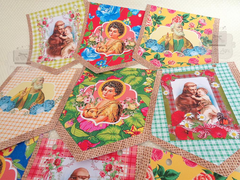 Bandeirolas Festa Junina - Santos Católicos Juninos