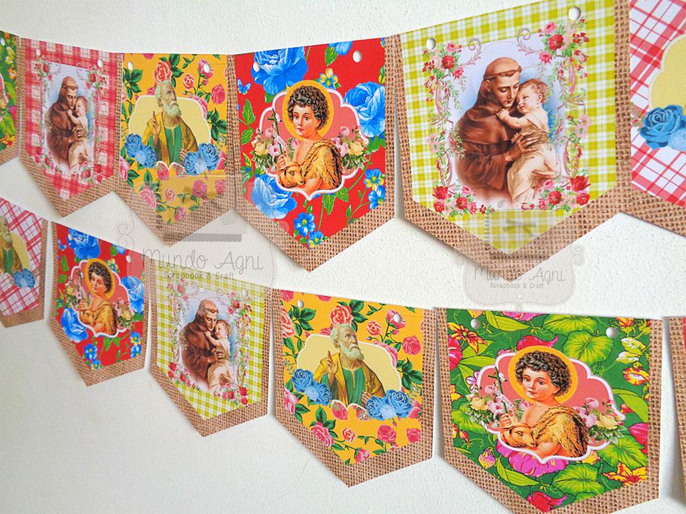 Bandeirolas Festa Junina - Santos Católicos Juninos