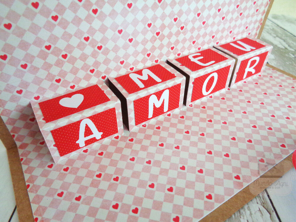 Cartão Artesanal 3D Amor Dia dos Namorados