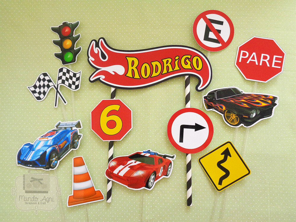 Topo de Bolo Kit personalizado com toppers