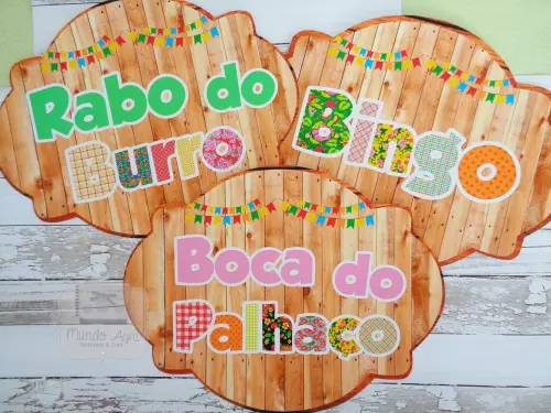 Plaquinhas divertidas Brincadeiras de Festa Junina