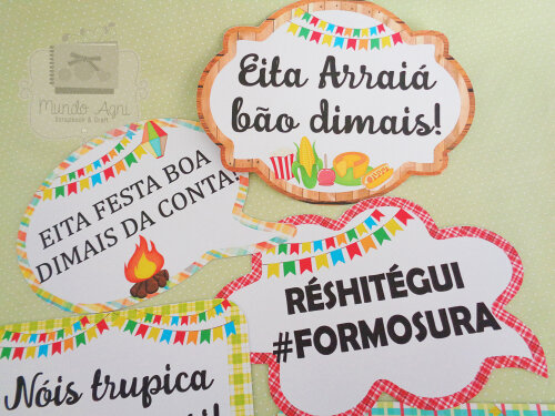 Plaquinhas Divertidas para Fotos Festas Juninas