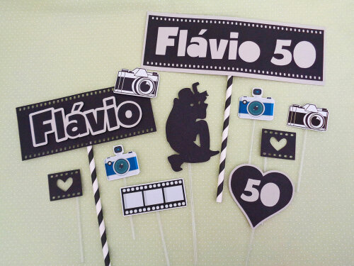 Topo de Bolo Kit personalizado com toppers