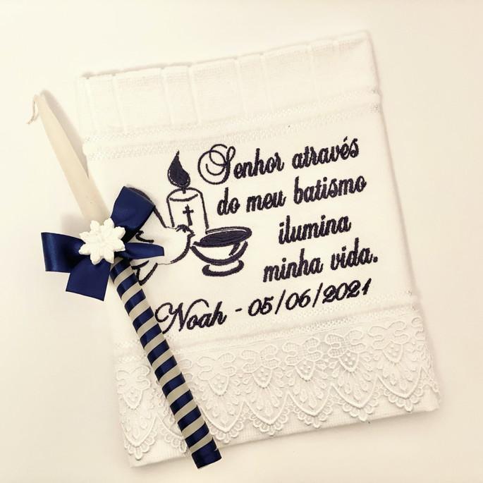 Kit Batismo Toalhinha e vela personalizada