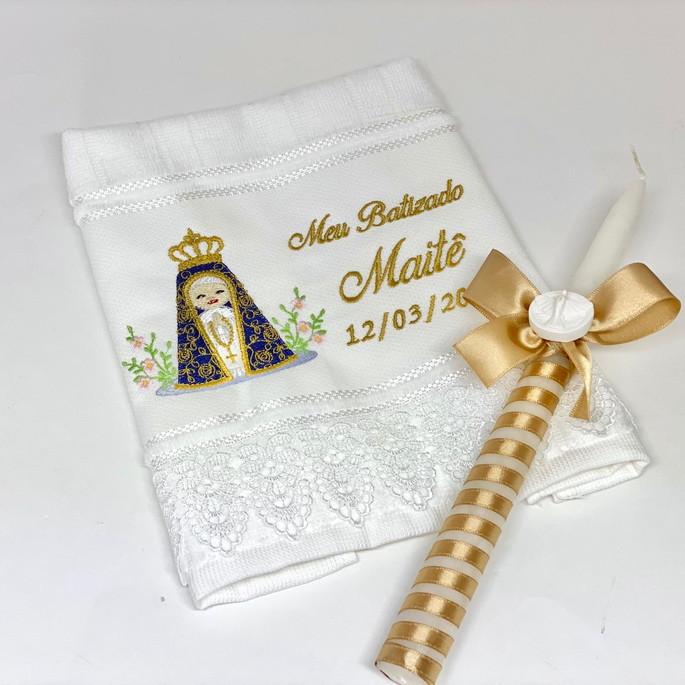 Kit Batismo Toalhinha e vela personalizada