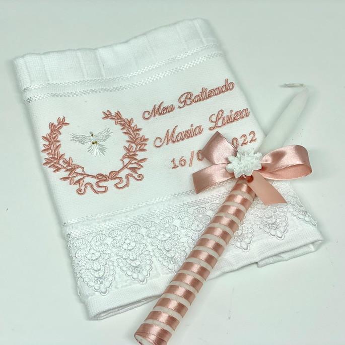 Kit Batismo Toalhinha e vela personalizada