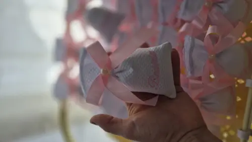 10 Sache Perfumado bordado com nome para Lembrancinha de batizado