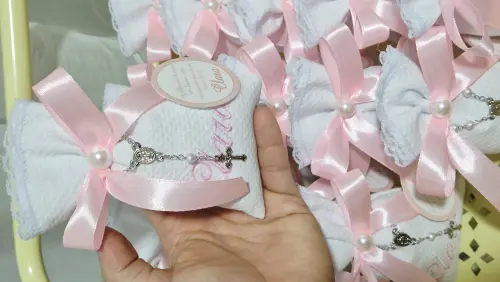 10 Sache Perfumado bordado com nome para Lembrancinha de batizado