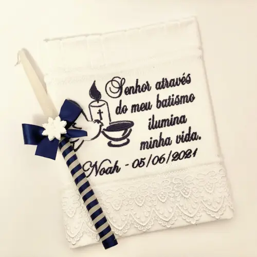 Kit Batismo Toalhinha e vela personalizada