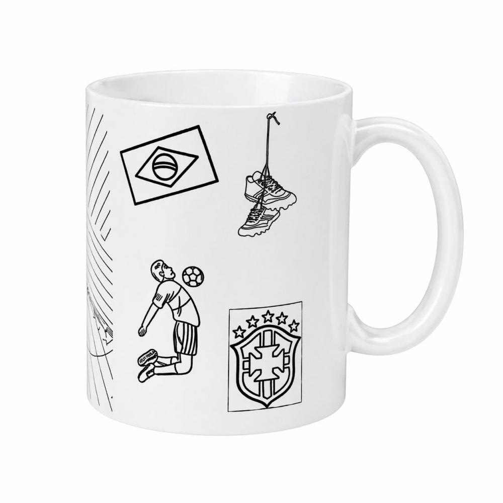 Caneca Infantil para Colorir Copa do Mundo Brasil com Canetinhas