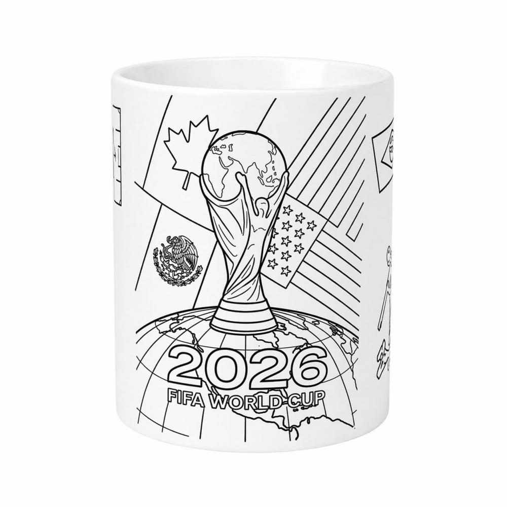 Caneca Infantil para Colorir Copa do Mundo Brasil com Canetinhas