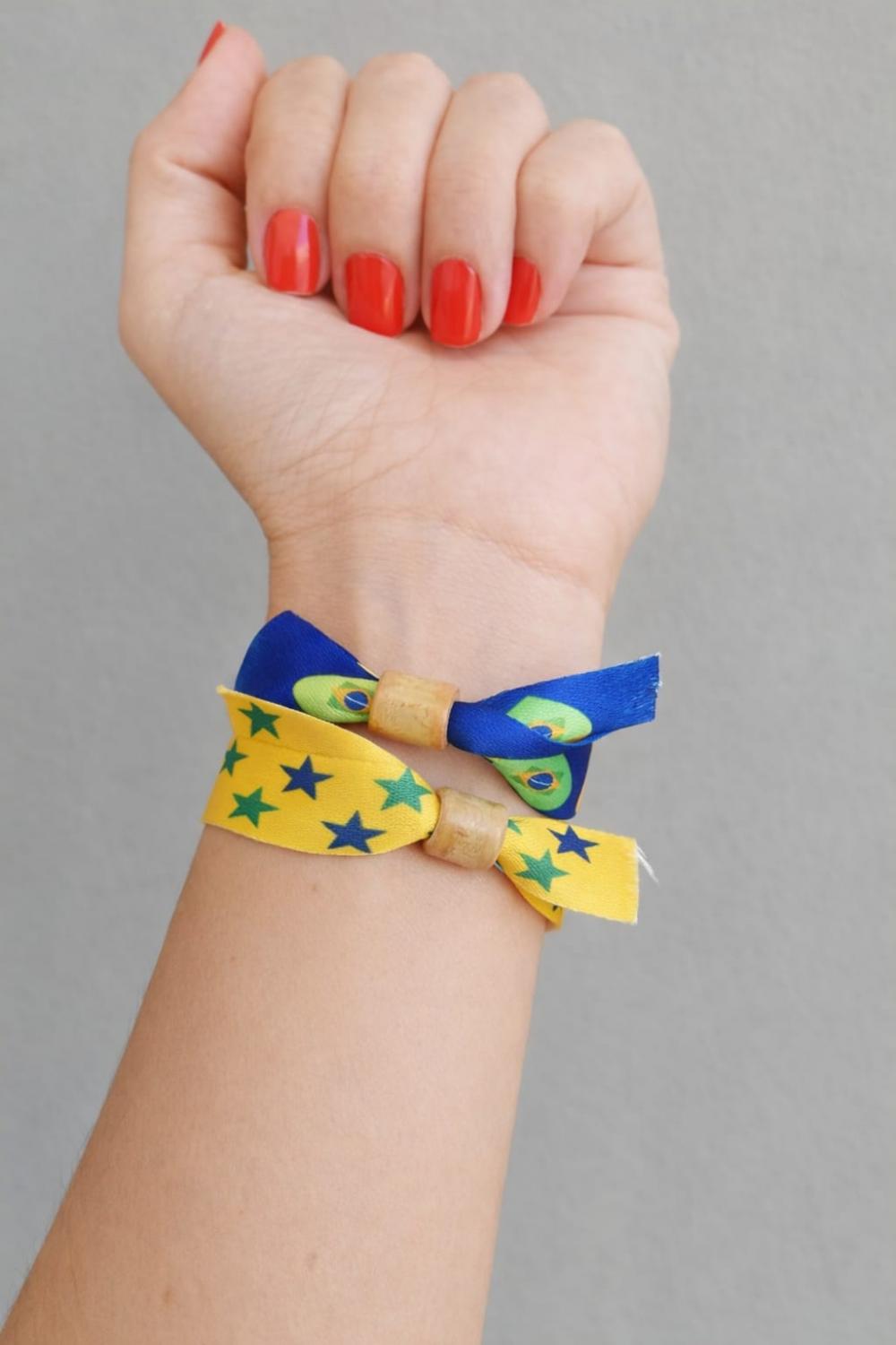 Pulseira de Tecido Copa do Mundo Brasil Verde e Amarelo